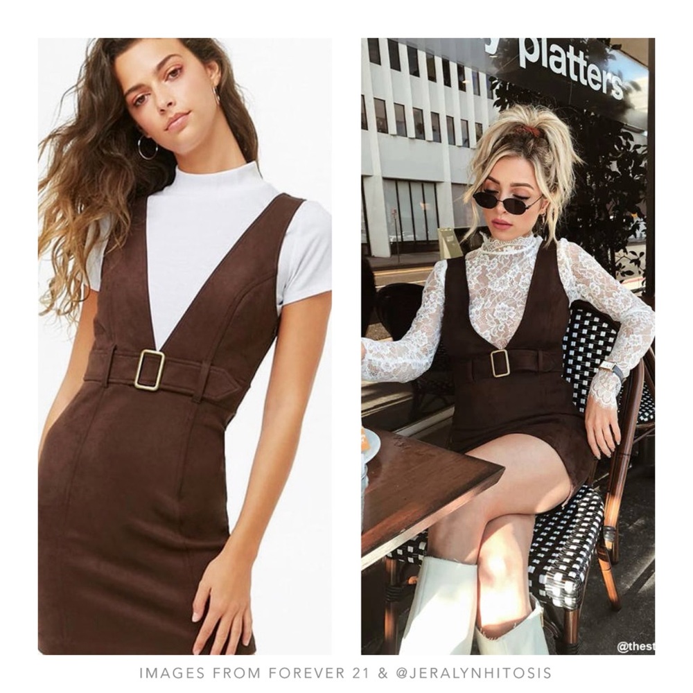 Forever 21 | Faux Suede Pinafore Dress